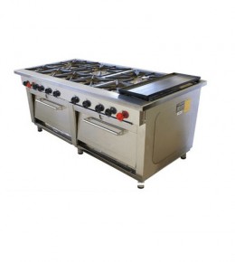 COCINA INDUSTRIAL 8 PLATOS / 5 DE 270x270MM Y 3 DE 430x430MM CON CHURRASQUERA INDUSTRIAL CENTER